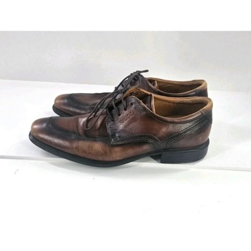 Ecco Calcan Shoes Men's Size 41 /~7 Apron Toe Derby Business Lace up Dress Brown